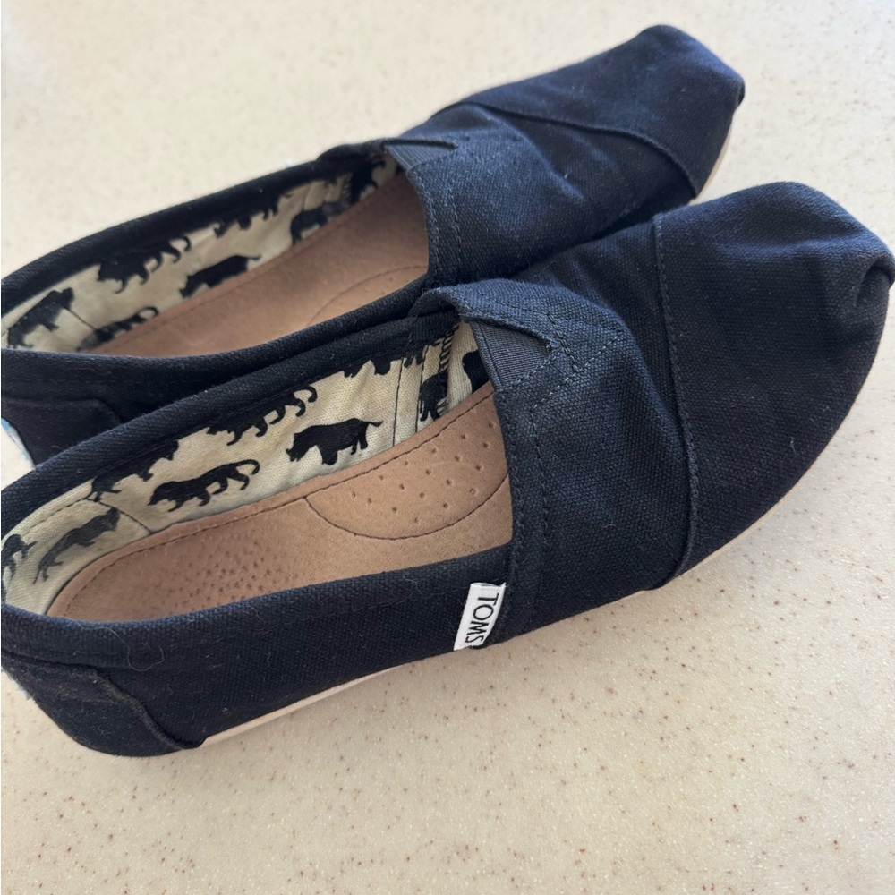 TOMS Classic Black Canvas Slip-Ons